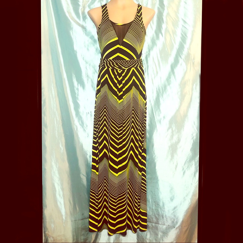 Trippy mesh front/back sexy maxi dress, S